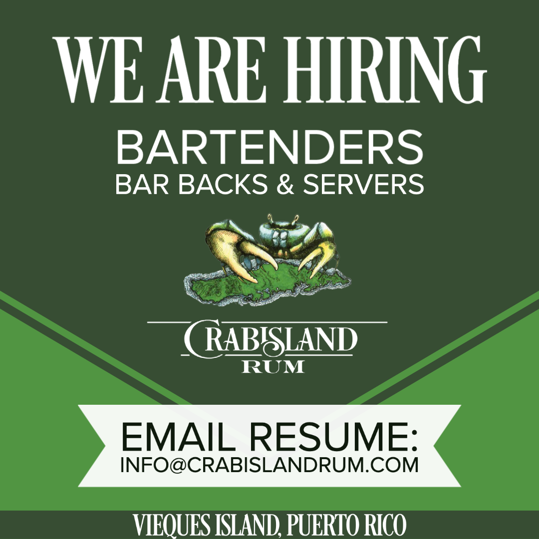 Crab Island Rum is hiring bartenders